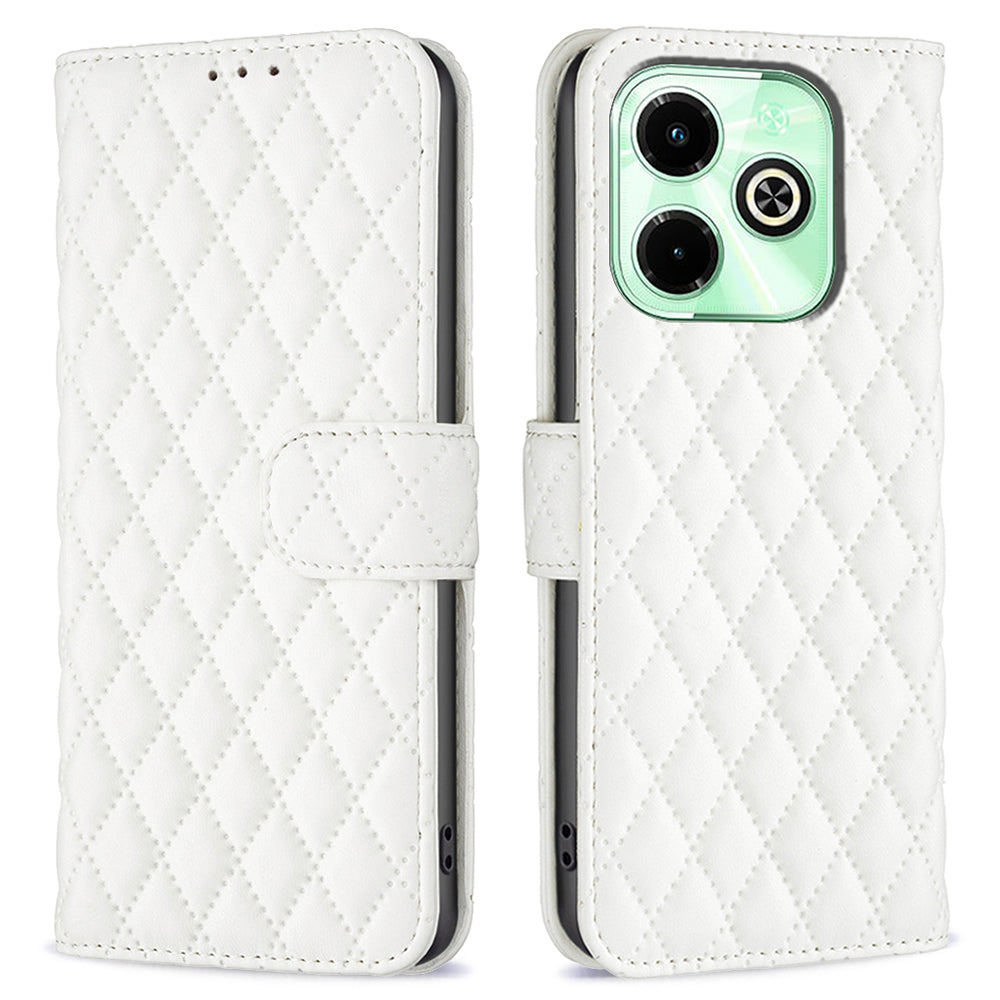 BINFEN COLOR BF Style-14 For Transsion Infinix Hot 40 / Hot 40 Pro Wallet Phone Case Rhombus Grid Pattern - Black BINFEN COLOR BF Style-14 For Transsion Infinix Hot 40 / Hot 40 Pro Wallet Phone Case Rhombus Grid Pattern - Black